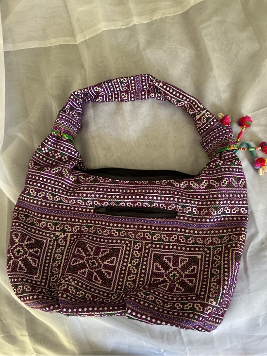 Handbags - Purple Patterned Boho Shoulder Bag